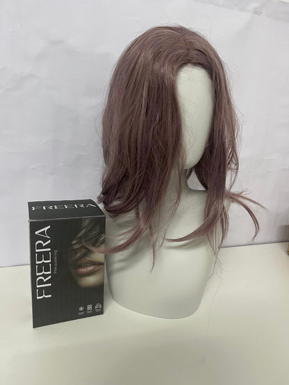 FREERA Misty Pink-Brown Medium-Length Wig Natural & Fluffy Stylish Look A Hair Accessory for Easy Style Switching