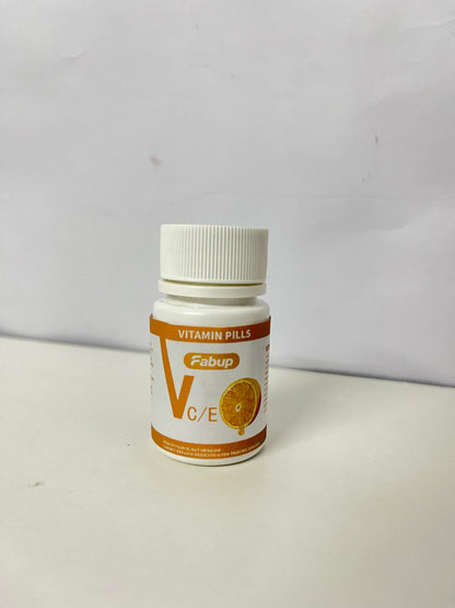 Fabup Vitamin Pills (VC/E): Daily Antioxidant Nutritional Supplement with Portable White & Orange Packaging