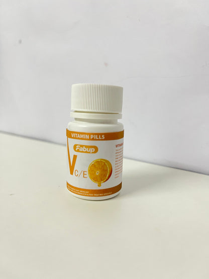 Fabup Vitamin Pills (VC/E): Daily Antioxidant Nutritional Supplement with Portable White & Orange Packaging