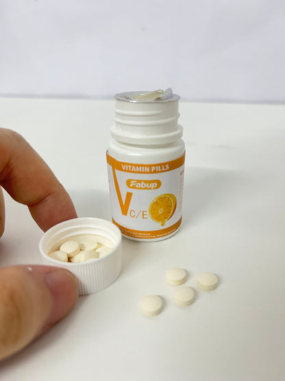 Fabup Vitamin Pills (VC/E): Daily Antioxidant Nutritional Supplement with Portable White & Orange Packaging
