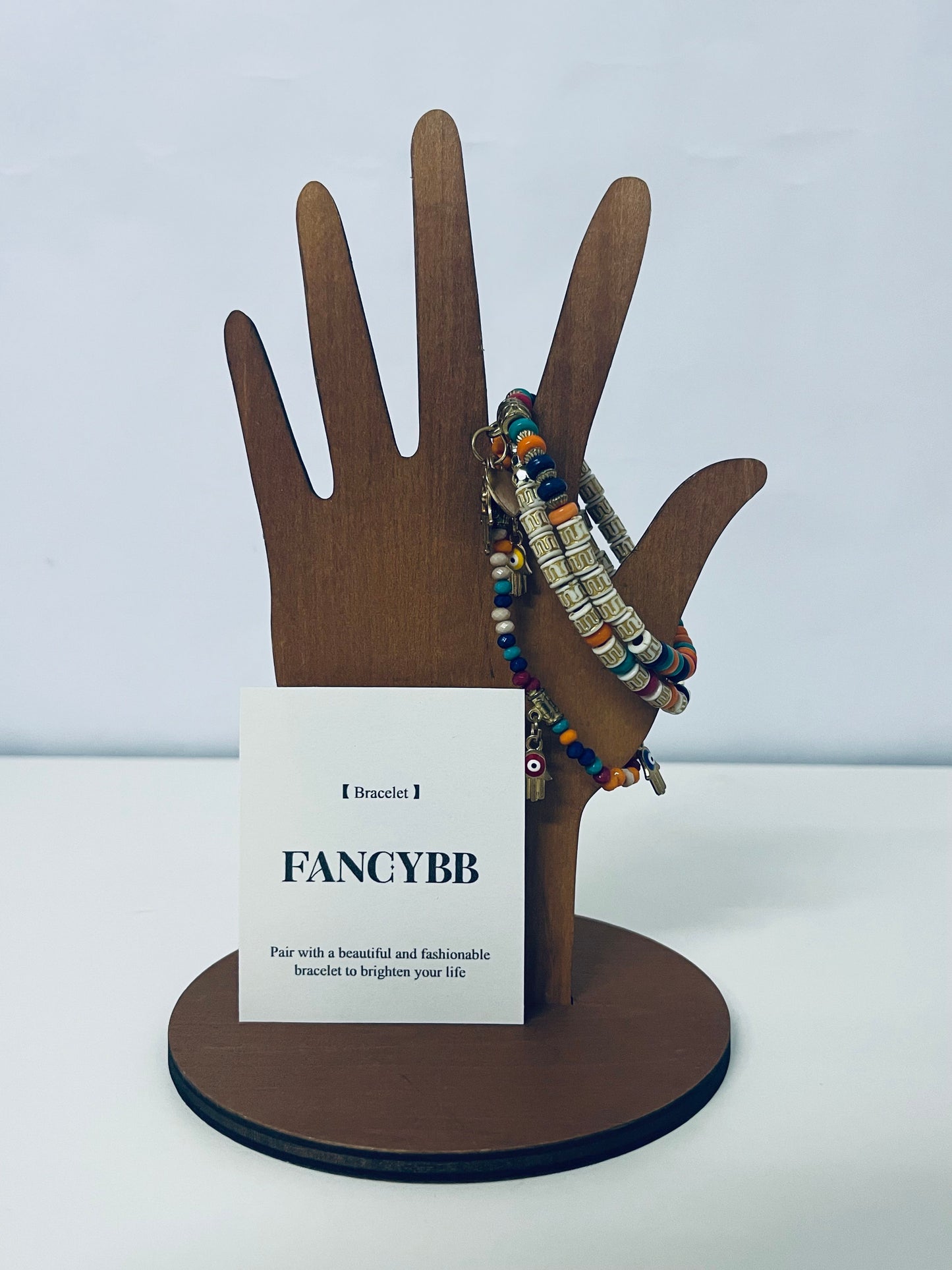 FANCYBB Colorful Beaded & Engraved Bar Stackable Bracelet Set