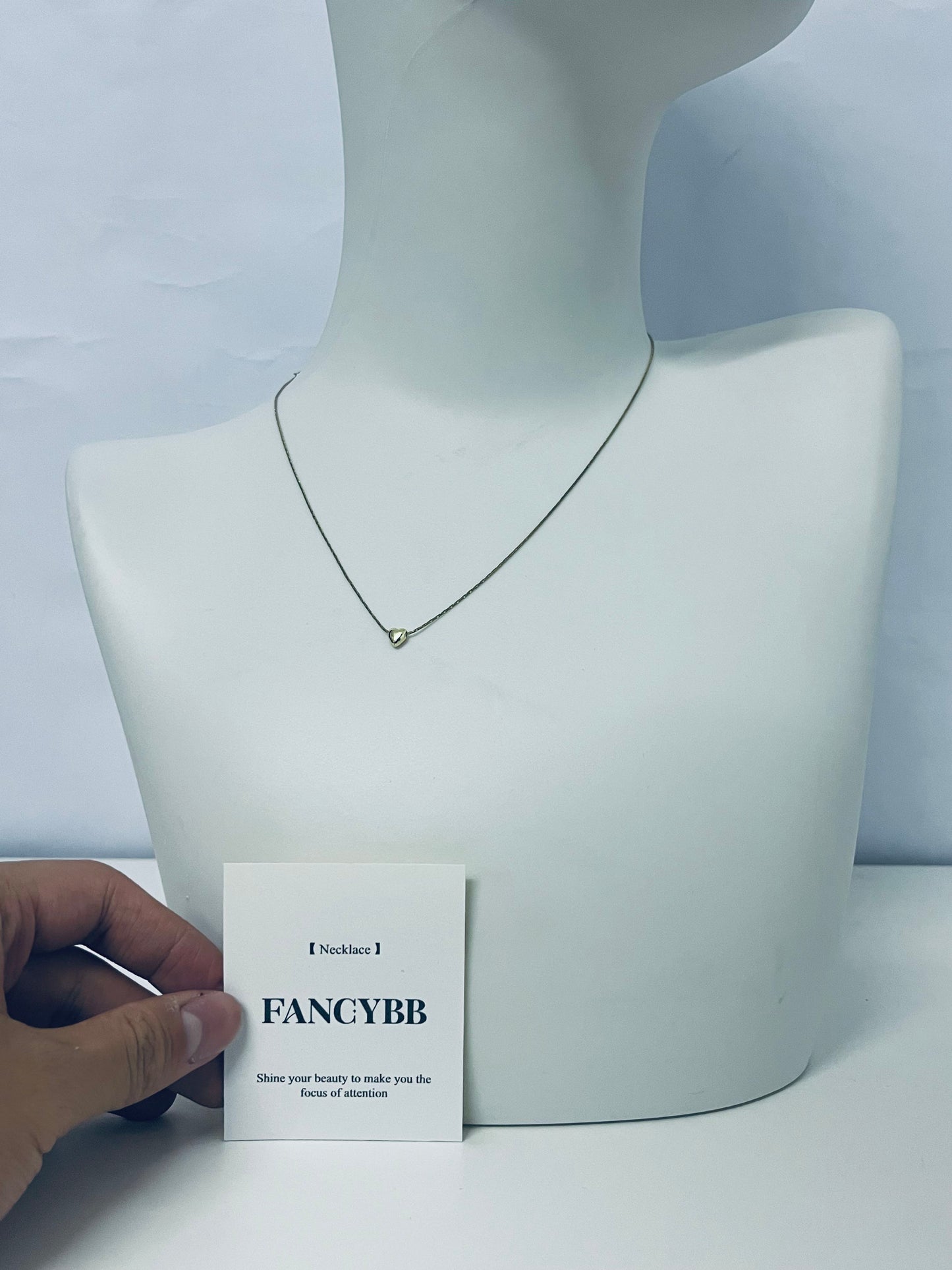 FANCYBB Slim Chain Mini Heart Pendant Clavicle Necklace