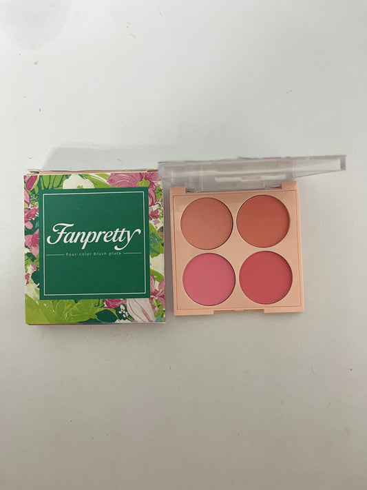 Fanpretty Eyeshadow palettes 4 Colors Blush Palette for Cheeks with Make Up Brush,Face Matte Contour Blush Makeup Palette,Buildable Shimmer Facial Cheek Blusher Shades,Blendable Cosmetic Makeup Blush