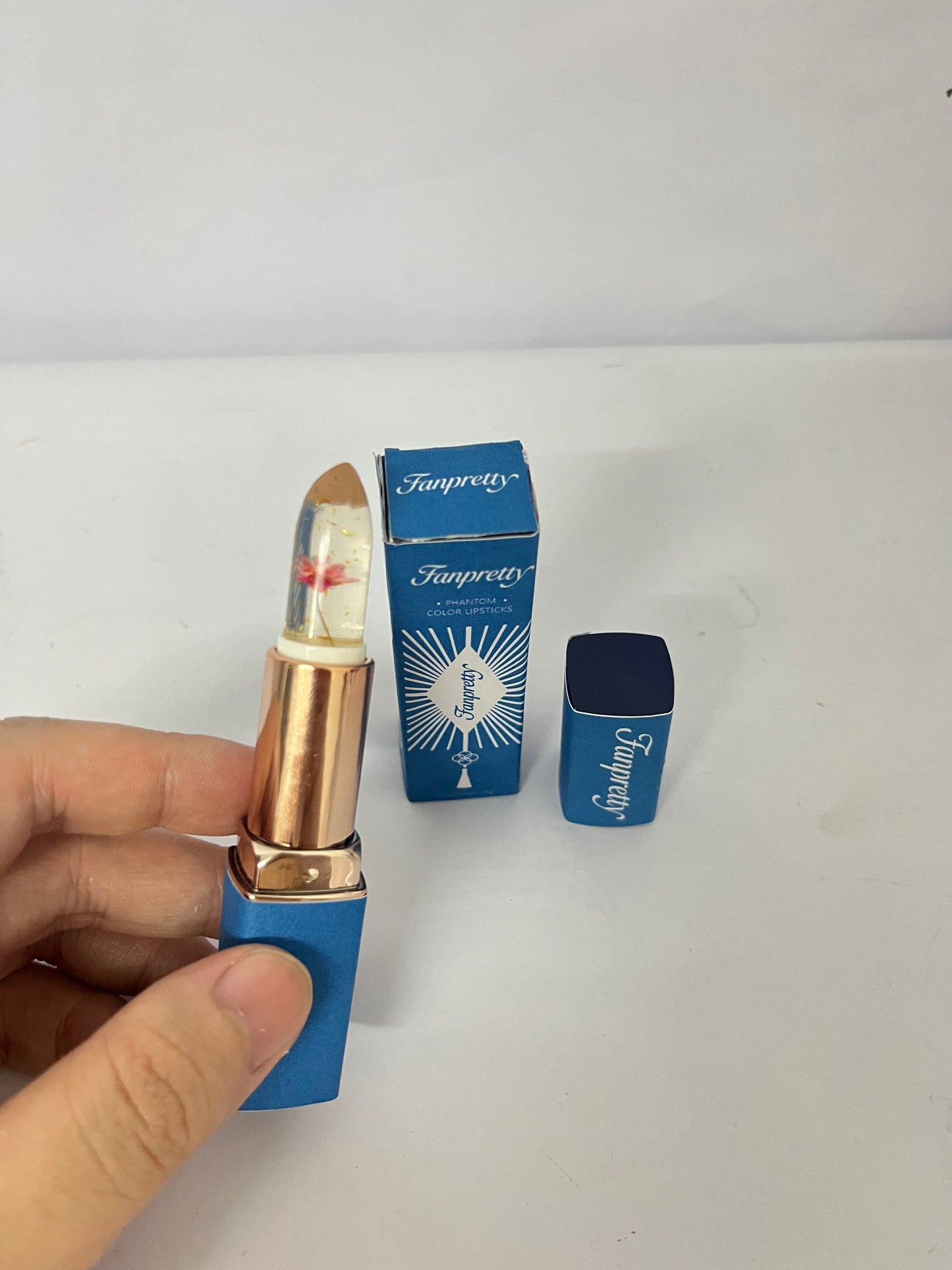 Fanpretty Lipstick Color Changing Lipstick, Transferproof Clear Lipstick That Changes Color, Gold Crystal Ph Imaginaryl Lip Color, Long Lasting 24 Hours Moisturizing Glossy Shine Lip Gloss for Women (Crystal+Rose)