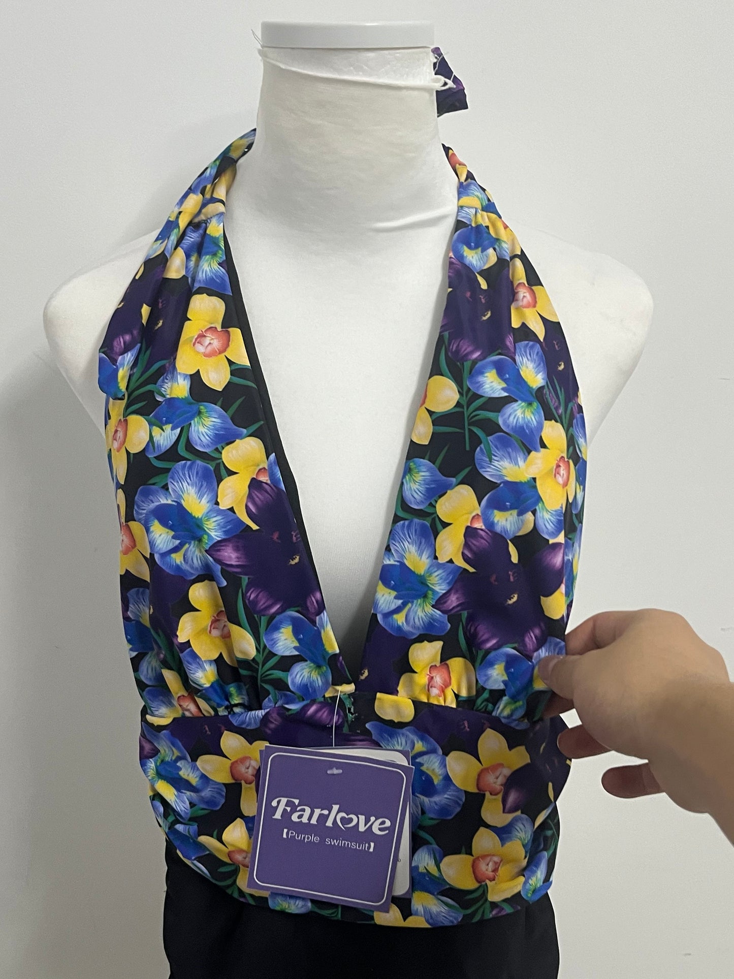 [Farlove Swimsuits]——Farlove Vintage Floral Halter One-Piece Swimsuit - Slimming Tummy Control Bathing Suit