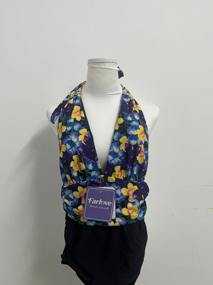 [Farlove Swimsuits]——Farlove Vintage Floral Halter One-Piece Swimsuit - Slimming Tummy Control Bathing Suit