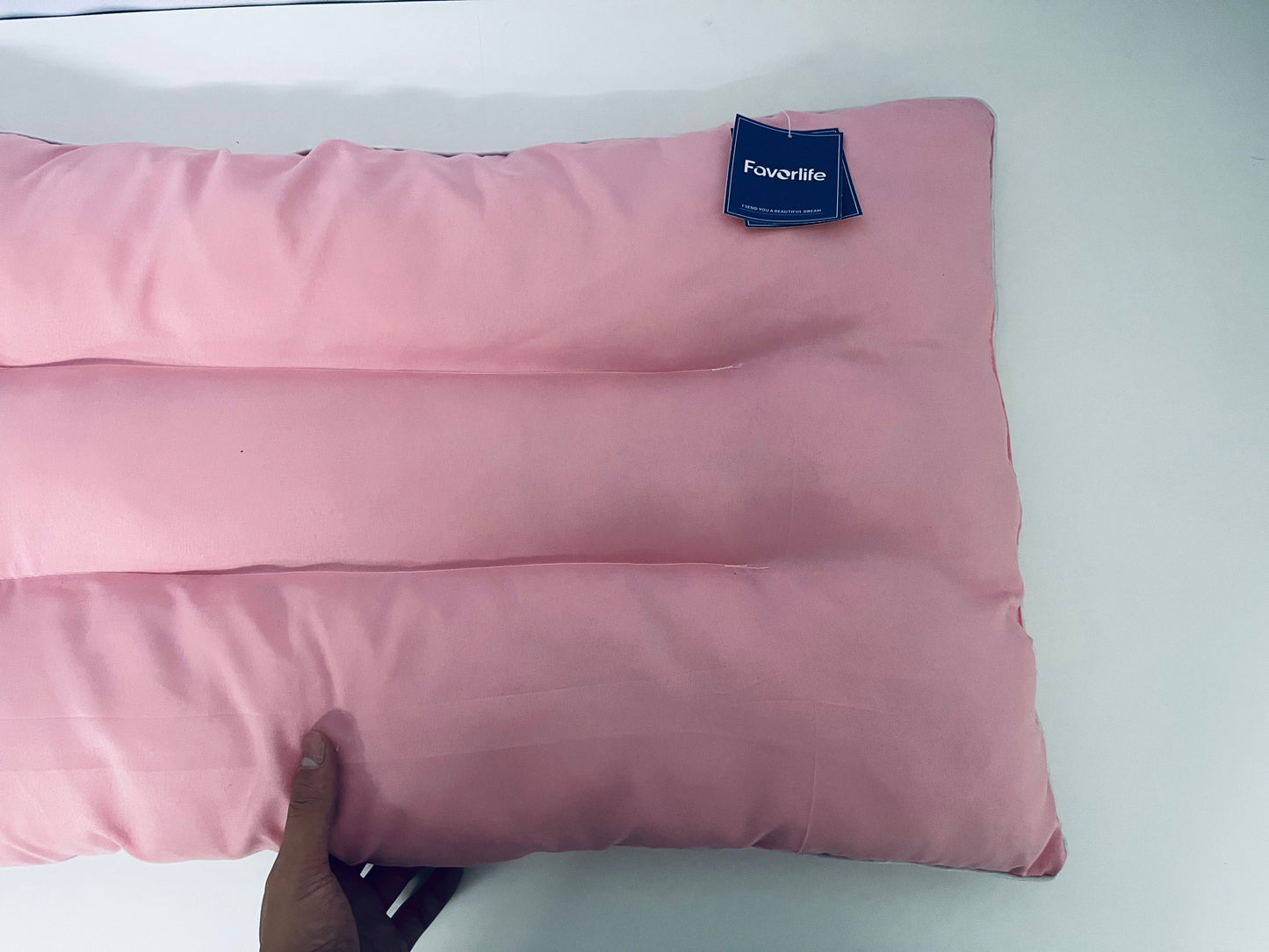 【Favorlife Light Pink Sectioned Pillow】—— Cozy Companion for Daily Rest & Relaxation