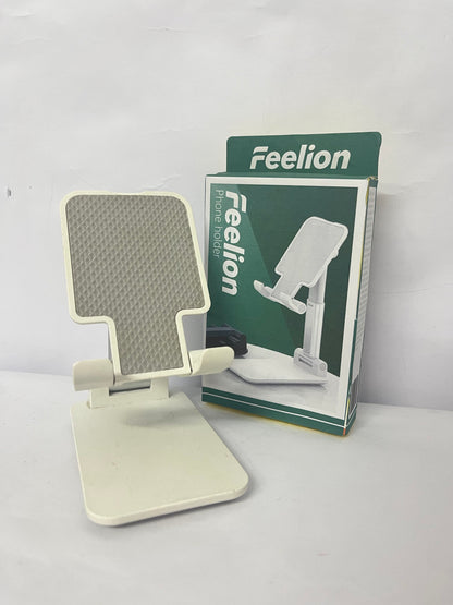 Feelion Cell Phone Stand,Adjustable Angle Height Phone Honder for Desk,Fully Foldable Portable Phone Mount,Compatible with All Mobile Phones and Small Tablet.