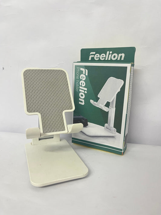 Feelion Cell Phone Stand,Adjustable Angle Height Phone Honder for Desk,Fully Foldable Portable Phone Mount,Compatible with All Mobile Phones and Small Tablet.