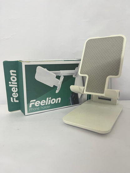 Feelion Cell Phone Stand,Adjustable Angle Height Phone Honder for Desk,Fully Foldable Portable Phone Mount,Compatible with All Mobile Phones and Small Tablet.