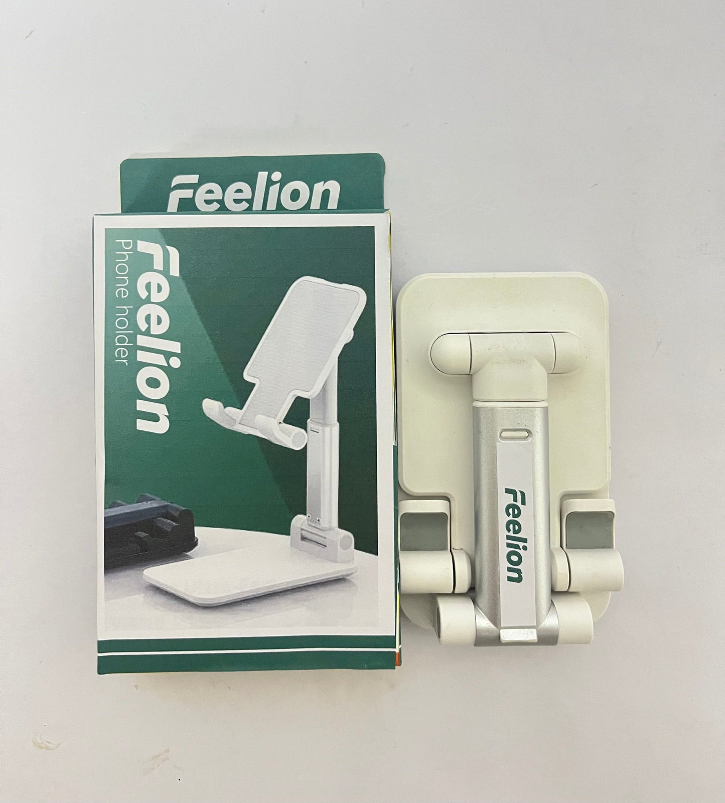 Feelion Cell Phone Stand,Adjustable Angle Height Phone Honder for Desk,Fully Foldable Portable Phone Mount,Compatible with All Mobile Phones and Small Tablet.