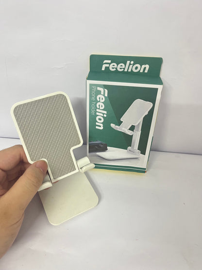 Feelion Cell Phone Stand,Adjustable Angle Height Phone Honder for Desk,Fully Foldable Portable Phone Mount,Compatible with All Mobile Phones and Small Tablet.