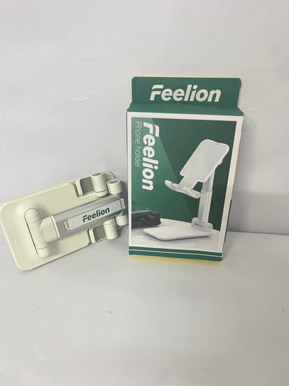 Feelion Cell Phone Stand,Adjustable Angle Height Phone Honder for Desk,Fully Foldable Portable Phone Mount,Compatible with All Mobile Phones and Small Tablet.