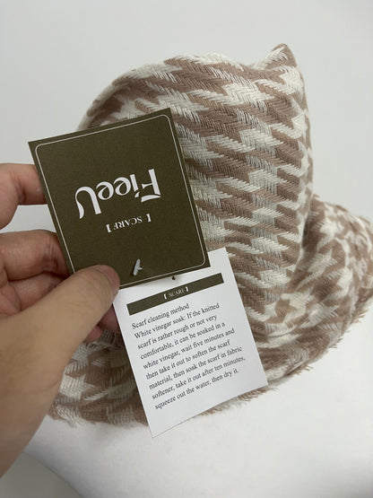 FieeU Brown Houndstooth Scarf - Classic Design for Casual & Dressy Looks