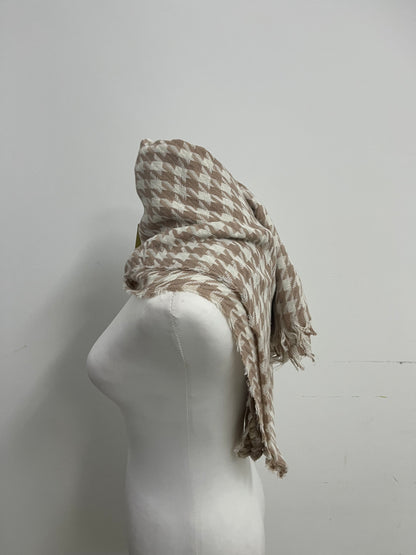 FieeU Brown Houndstooth Scarf - Classic Design for Casual & Dressy Looks