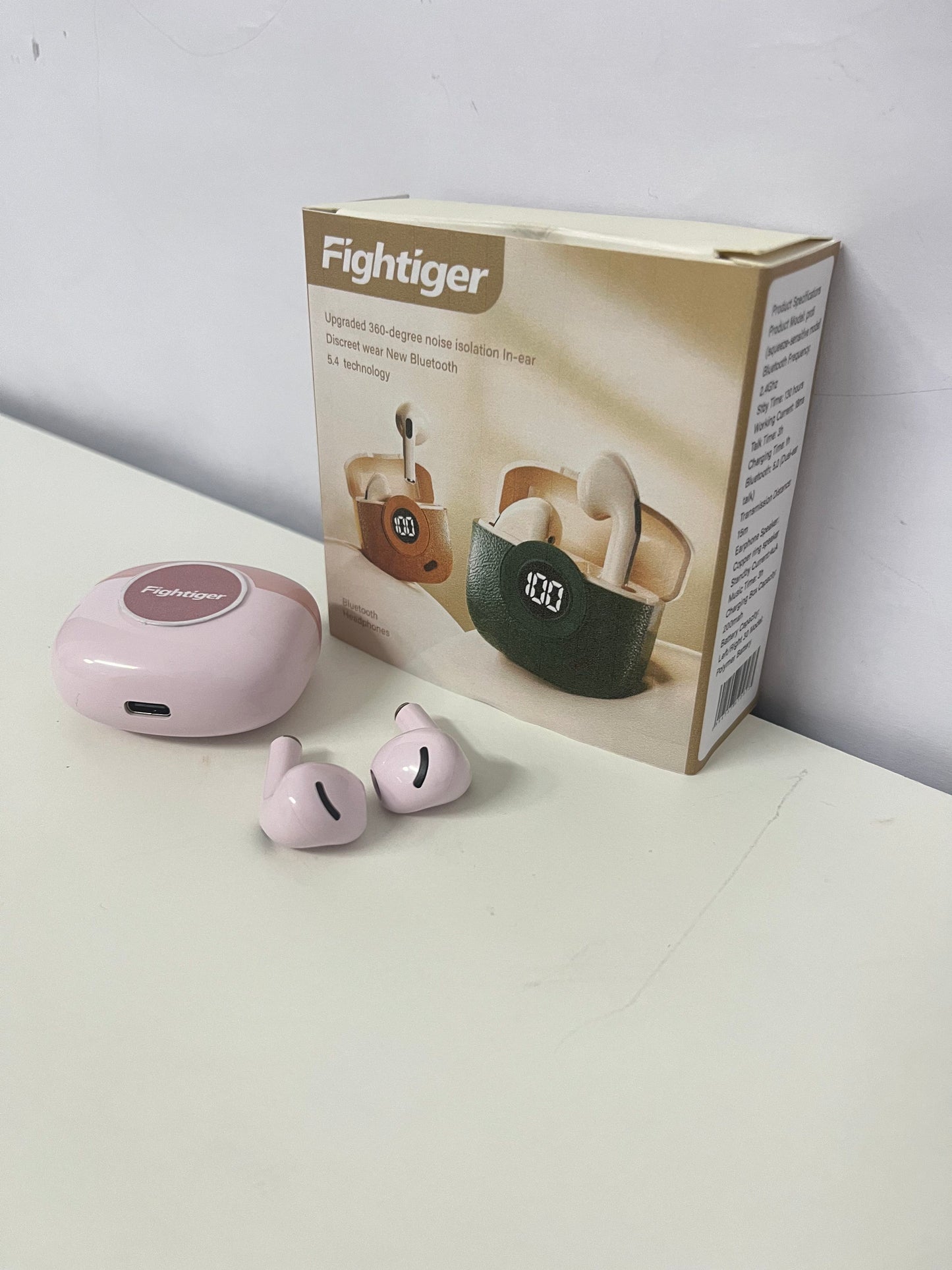 Fightiger 360° Noise-Canceling True Wireless Bluetooth Headphones Dual Goodies of Pink Aesthetics & Immersive Sound