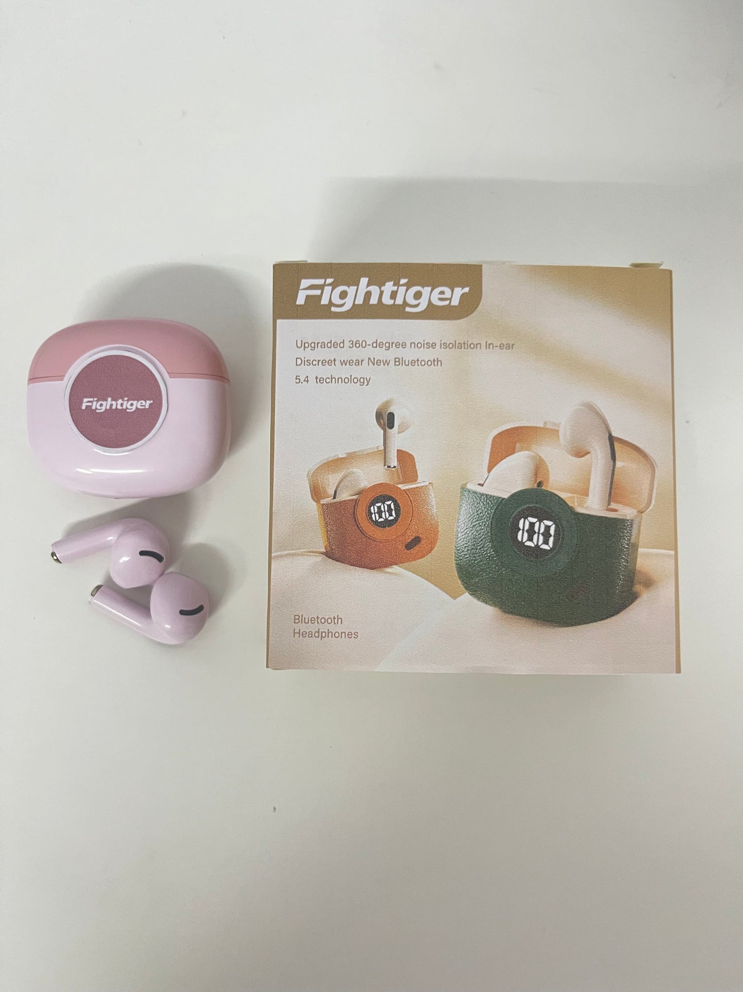 Fightiger 360° Noise-Canceling True Wireless Bluetooth Headphones Dual Goodies of Pink Aesthetics & Immersive Sound