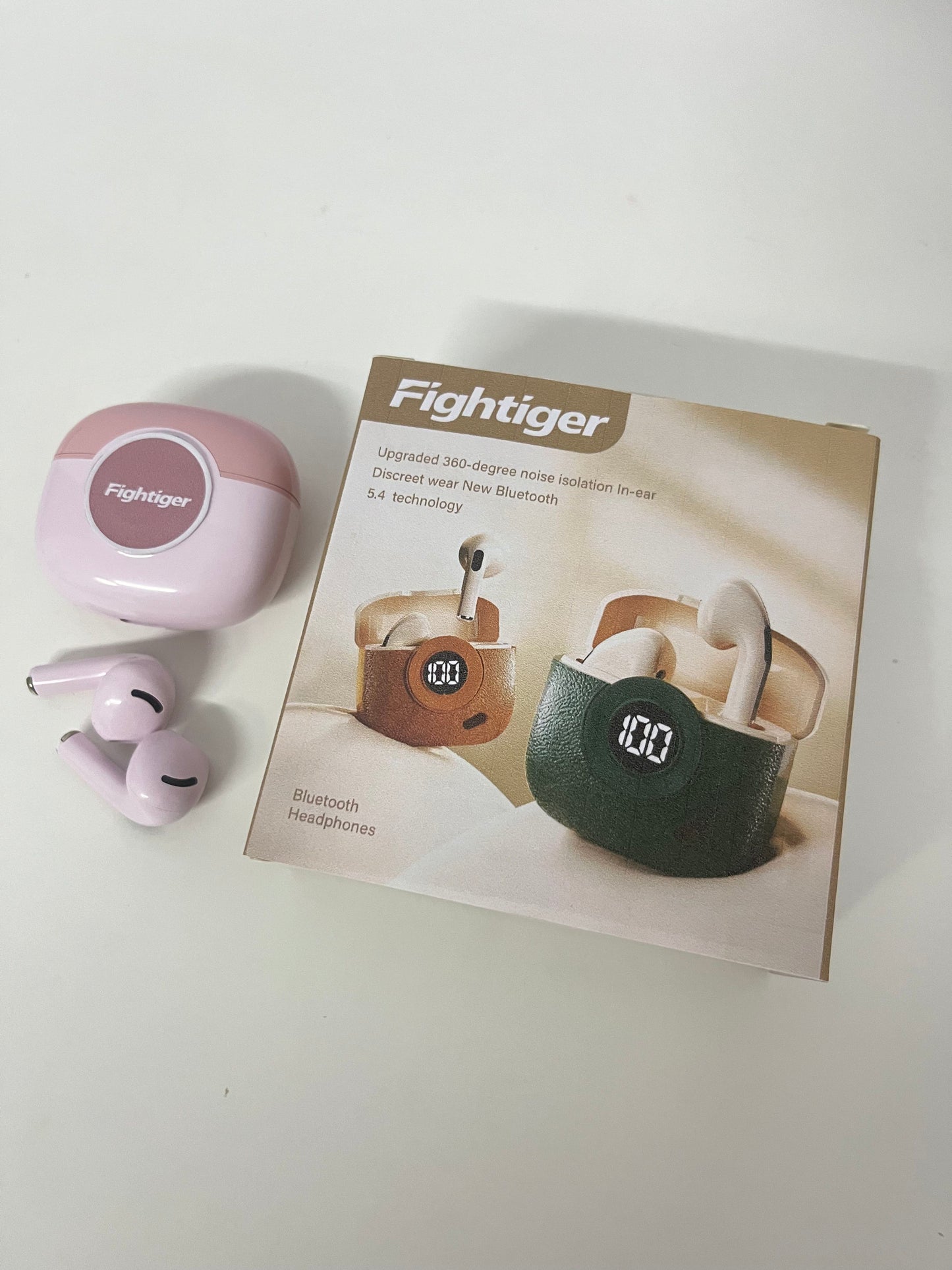 Fightiger 360° Noise-Canceling True Wireless Bluetooth Headphones Dual Goodies of Pink Aesthetics & Immersive Sound