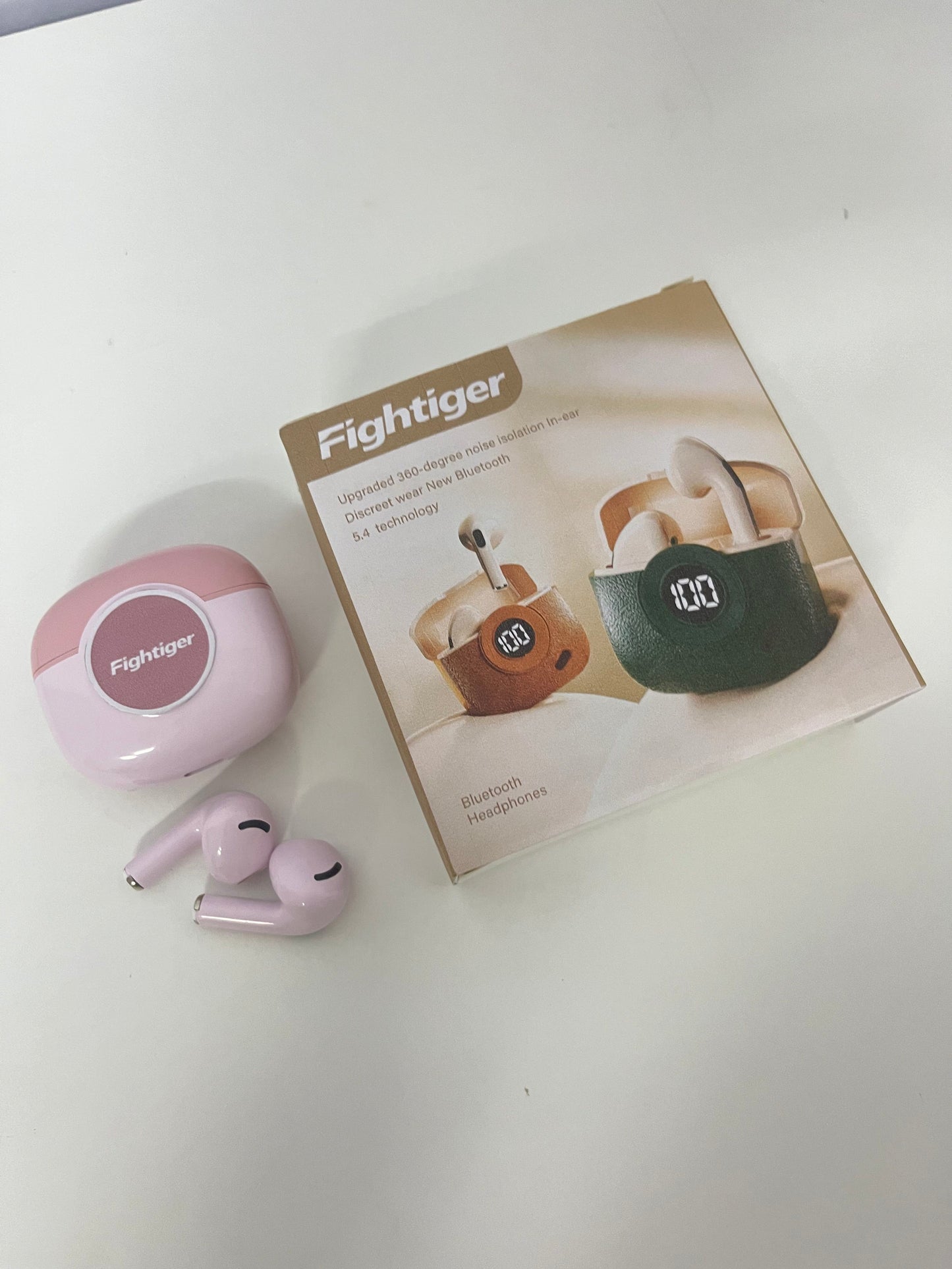 Fightiger 360° Noise-Canceling True Wireless Bluetooth Headphones Dual Goodies of Pink Aesthetics & Immersive Sound