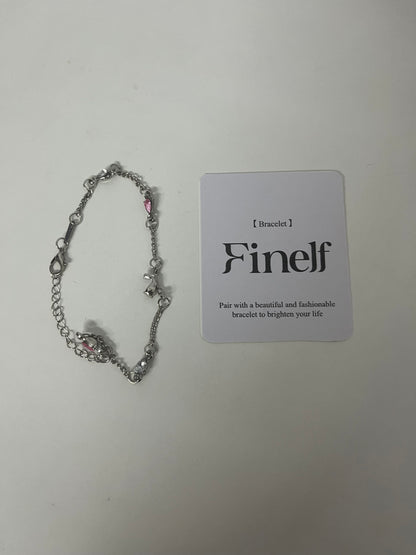 Finelf Fashion Bracelet for Women, Unique Pink Gem Spliced Chain Bracelet, Trendy Punk & Sweet Jewelry