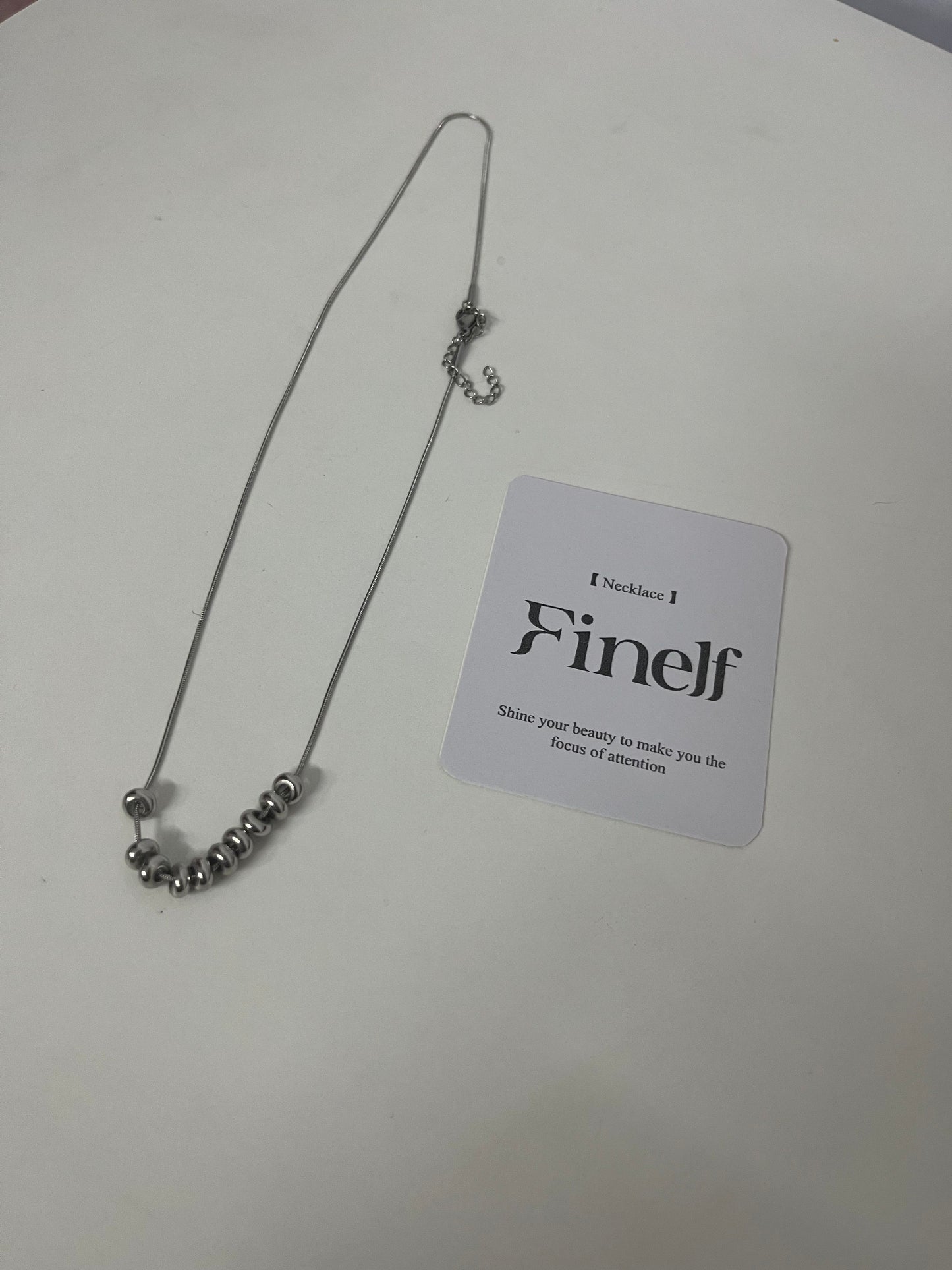 Finelf Minimalist Metal Bead Necklace, Stylish Collarbone Chain for Women, Versatile Trendy Jewelry for Daily Wear & Gift