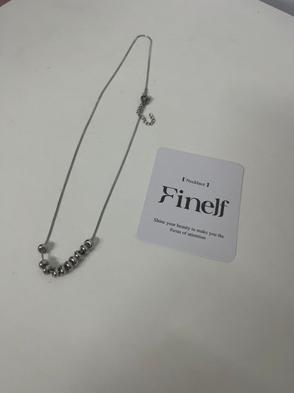 Finelf Minimalist Metal Bead Necklace, Stylish Collarbone Chain for Women, Versatile Trendy Jewelry for Daily Wear & Gift