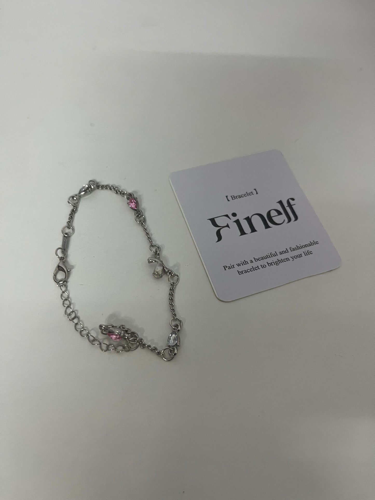 Finelf Fashion Bracelet for Women, Unique Pink Gem Spliced Chain Bracelet, Trendy Punk & Sweet Jewelry