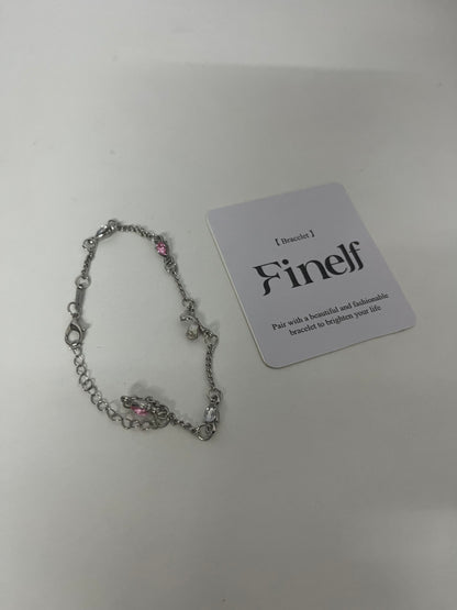 Finelf Fashion Bracelet for Women, Unique Pink Gem Spliced Chain Bracelet, Trendy Punk & Sweet Jewelry