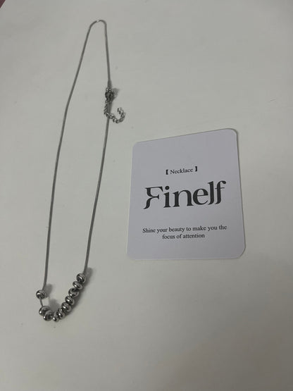 Finelf Minimalist Metal Bead Necklace, Stylish Collarbone Chain for Women, Versatile Trendy Jewelry for Daily Wear & Gift
