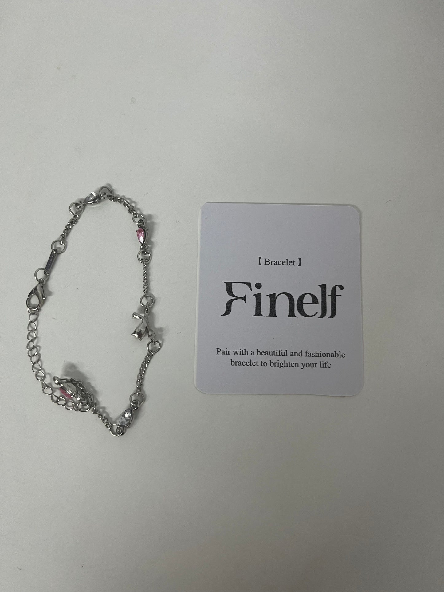 Finelf Fashion Bracelet for Women, Unique Pink Gem Spliced Chain Bracelet, Trendy Punk & Sweet Jewelry
