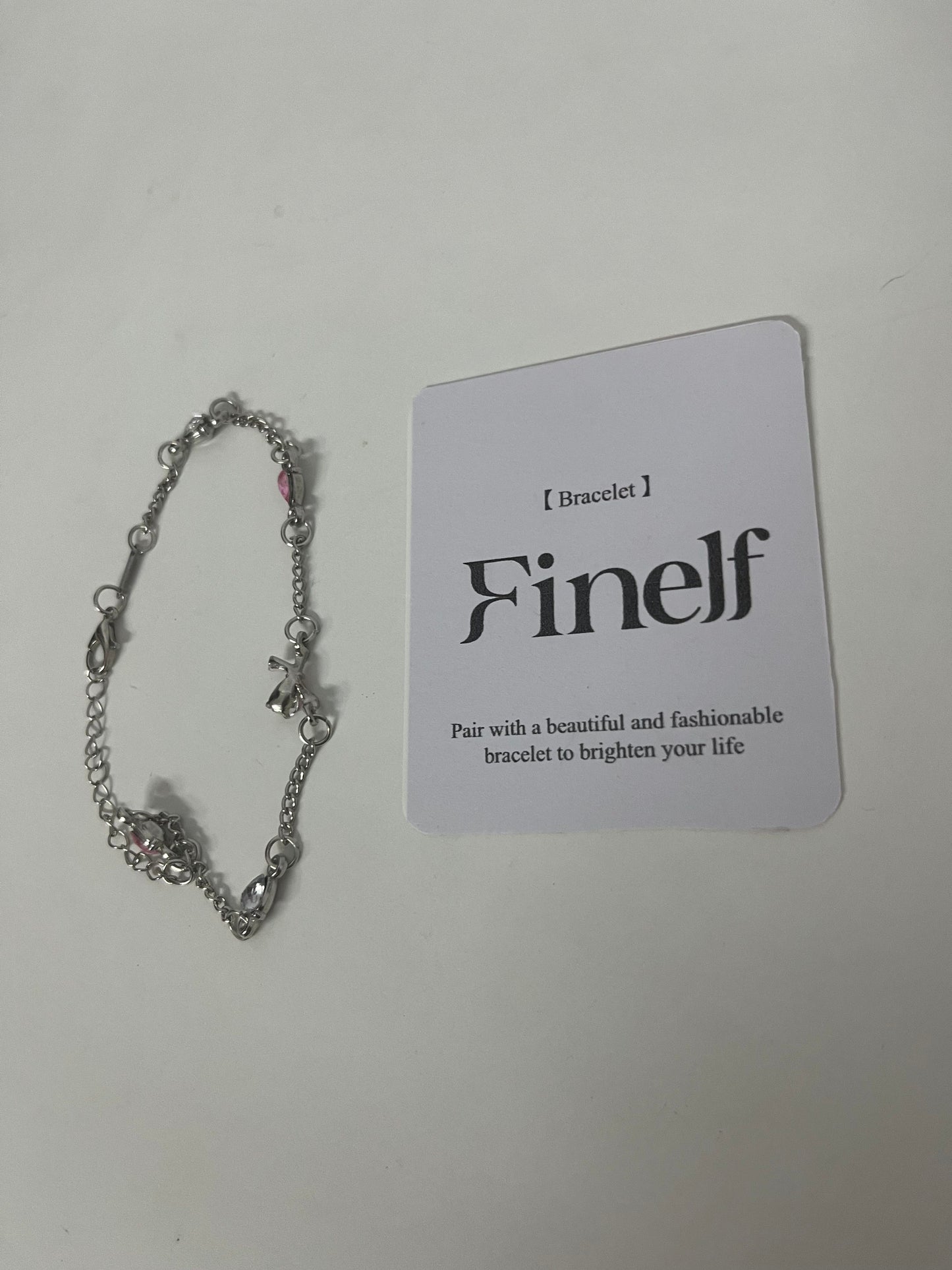 Finelf Fashion Bracelet for Women, Unique Pink Gem Spliced Chain Bracelet, Trendy Punk & Sweet Jewelry