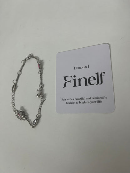 Finelf Fashion Bracelet for Women, Unique Pink Gem Spliced Chain Bracelet, Trendy Punk & Sweet Jewelry