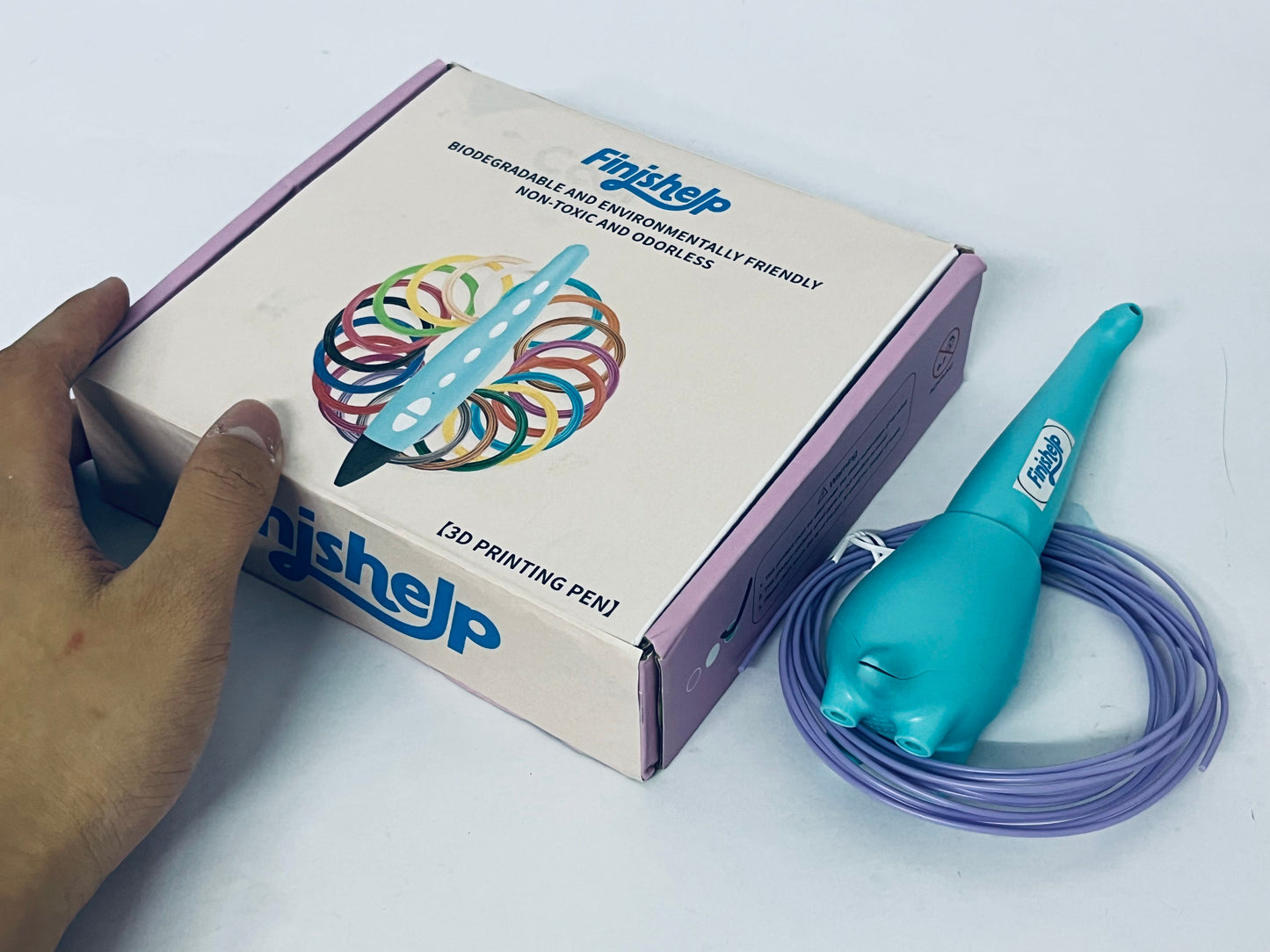 Finishelp 3D Printing Pen - Includes 3D Pen, 3 Starter Colors of PLA Filament, Stencil Book + Project Guide, and Charger