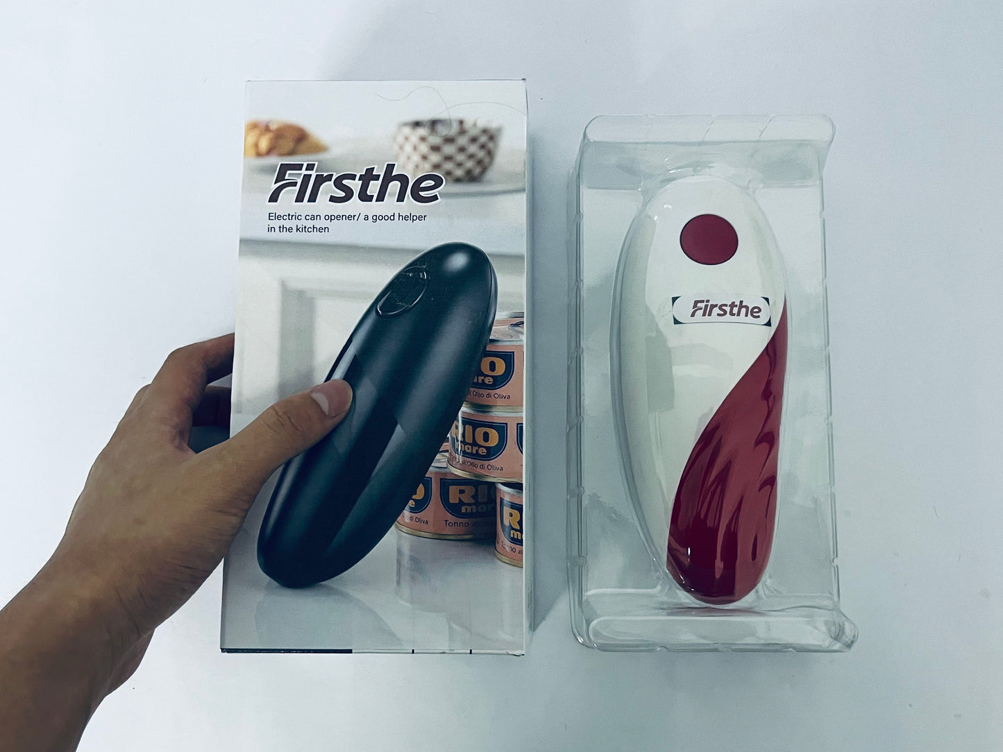 Firsthe One Touch Electric Can Opener Easy Open Any Can Sizes with Smooth Edge, Hand Held Portable Battery Operated Electric Can Openers, Kitchen Gadgets Automatic Can Opener for Seniors