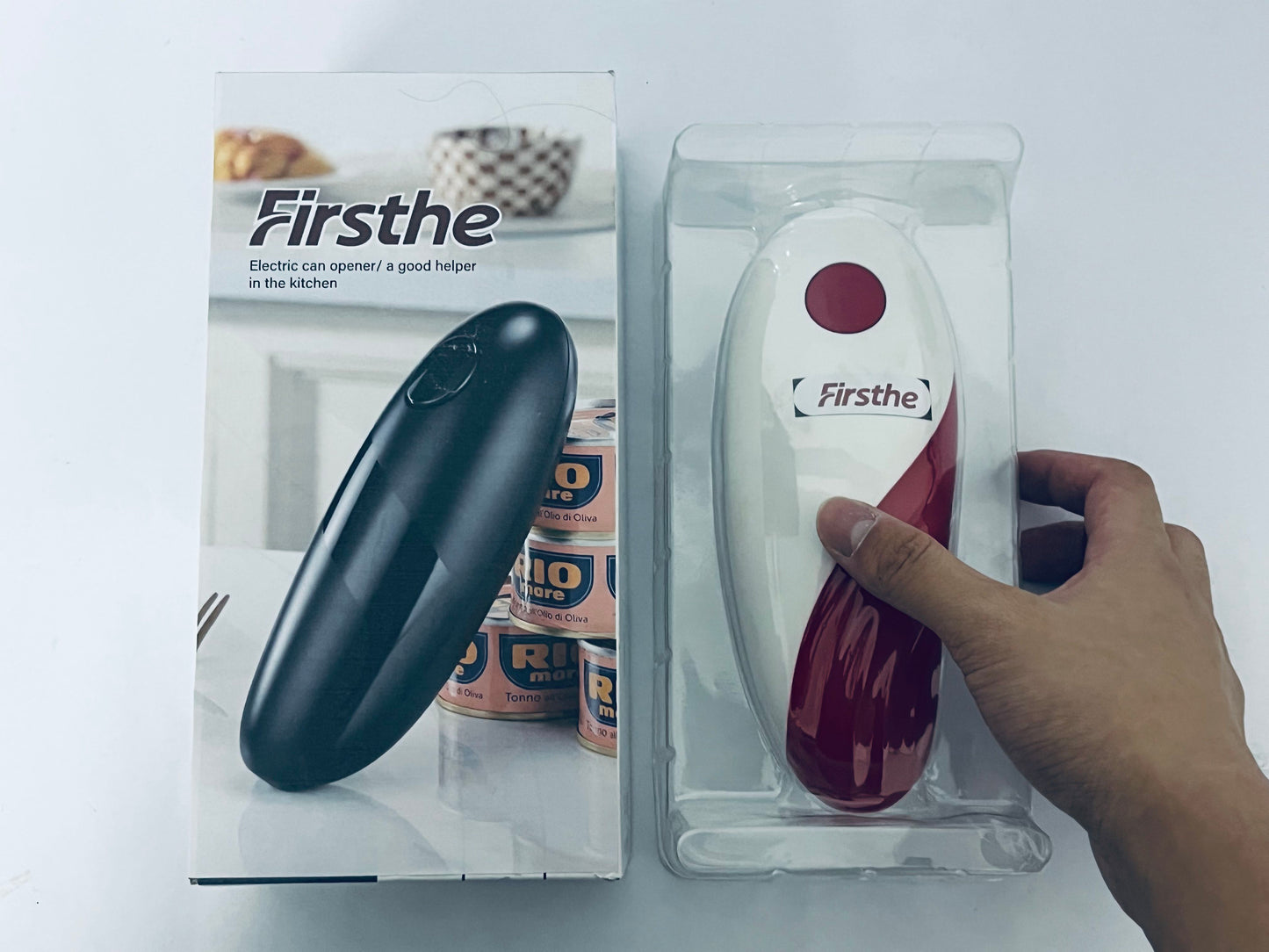 Firsthe One Touch Electric Can Opener Easy Open Any Can Sizes with Smooth Edge, Hand Held Portable Battery Operated Electric Can Openers, Kitchen Gadgets Automatic Can Opener for Seniors