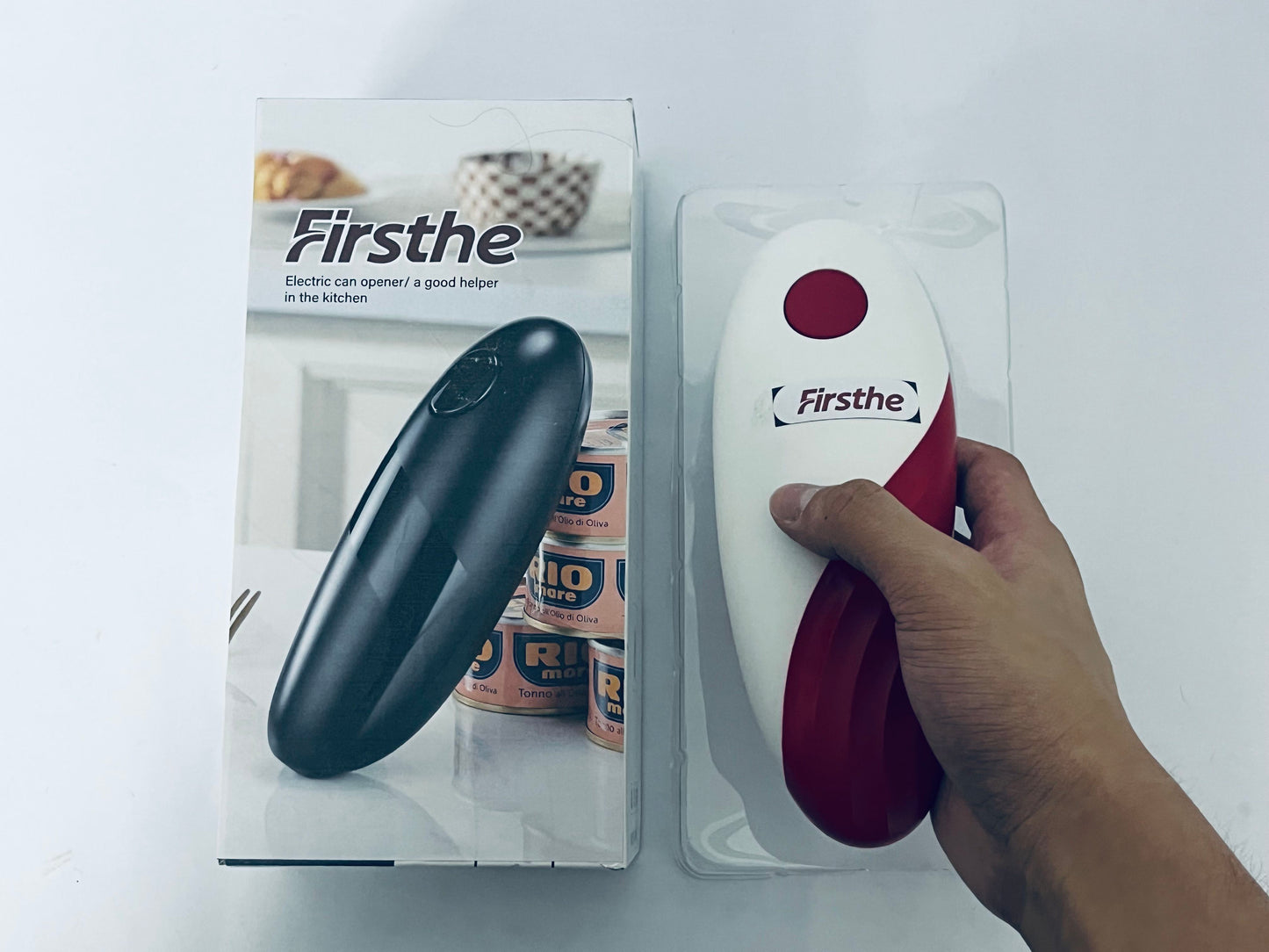 Firsthe One Touch Electric Can Opener Easy Open Any Can Sizes with Smooth Edge, Hand Held Portable Battery Operated Electric Can Openers, Kitchen Gadgets Automatic Can Opener for Seniors