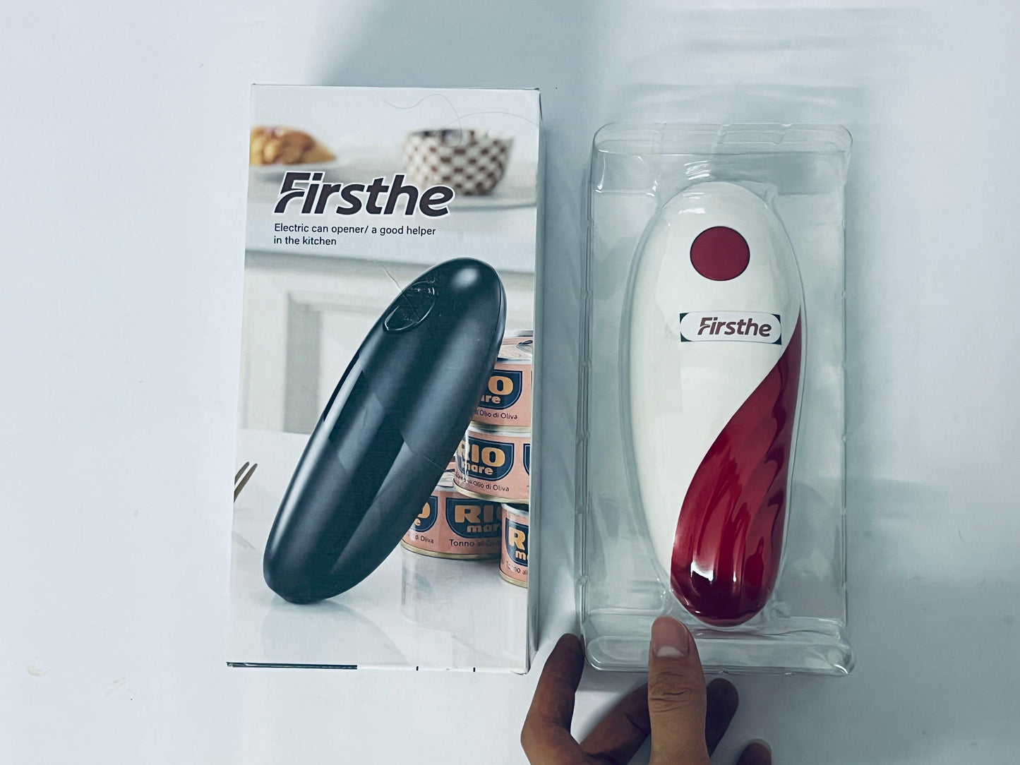 Firsthe One Touch Electric Can Opener Easy Open Any Can Sizes with Smooth Edge, Hand Held Portable Battery Operated Electric Can Openers, Kitchen Gadgets Automatic Can Opener for Seniors