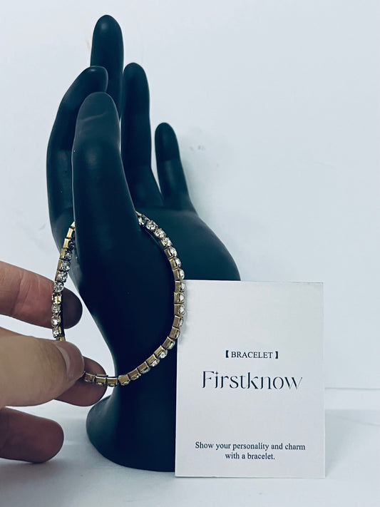 Firstknow Eternity Tennis Bracelet & Round Cut CZ in Yellow Gold Plated, 7"