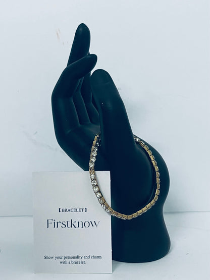 Firstknow Eternity Tennis Bracelet & Round Cut CZ in Yellow Gold Plated, 7"
