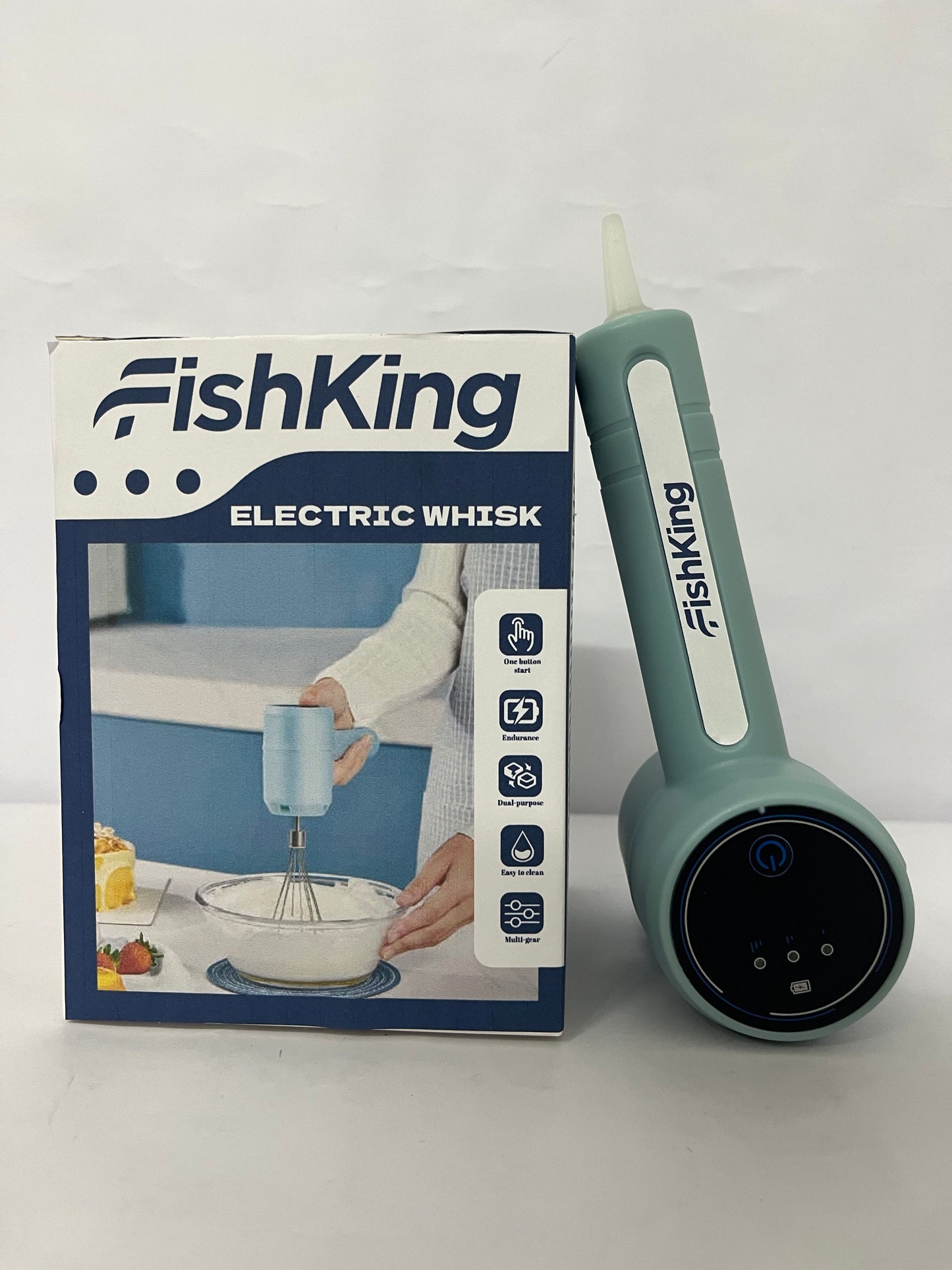 FishKing Electric Mixer, Portable Automatic Electric Hand Mixer Handheld Mixer Cordless Hand Mixer USB Rechargeable for Baking Cake Egg Cream
