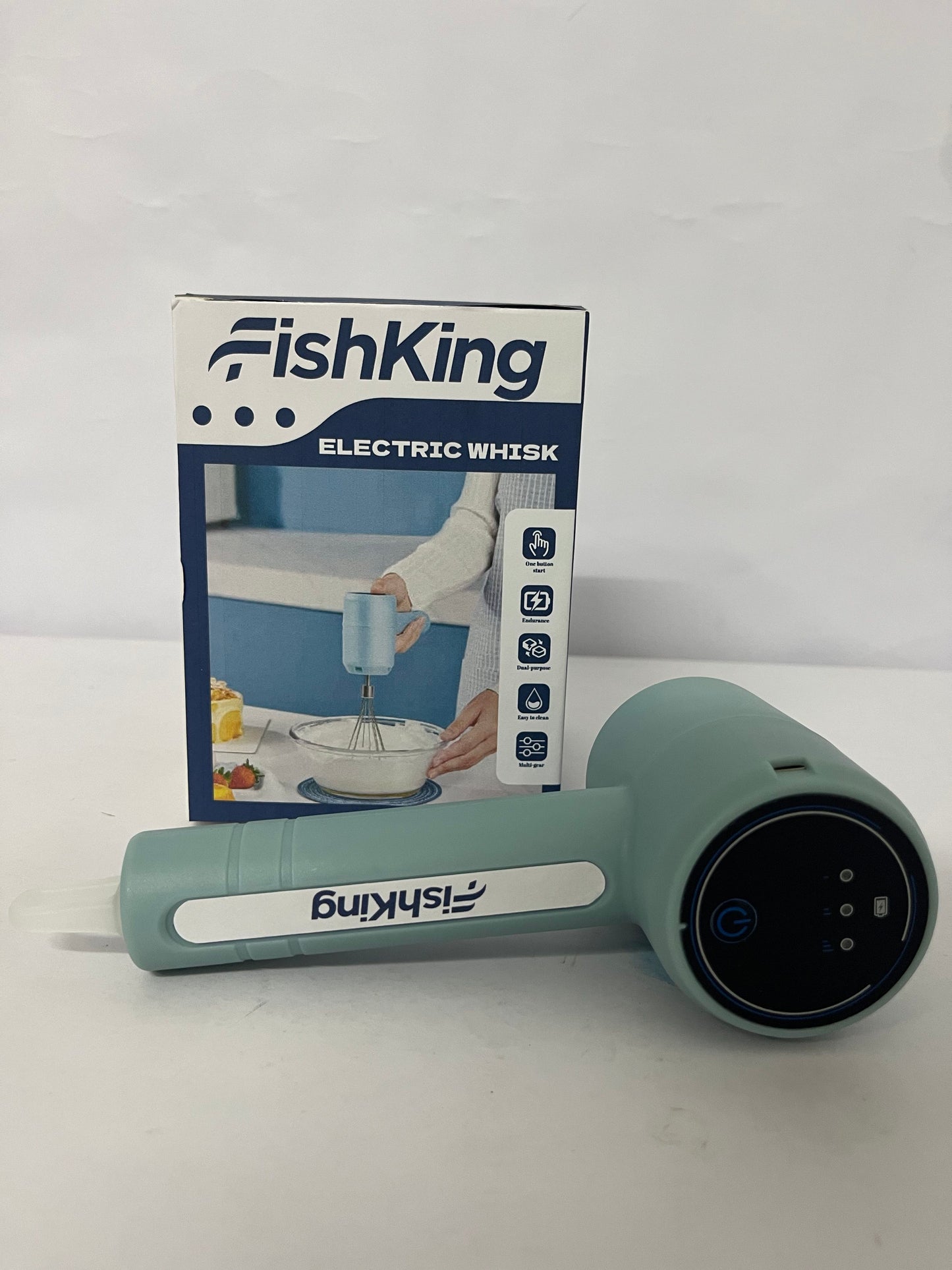 FishKing Electric Mixer, Portable Automatic Electric Hand Mixer Handheld Mixer Cordless Hand Mixer USB Rechargeable for Baking Cake Egg Cream