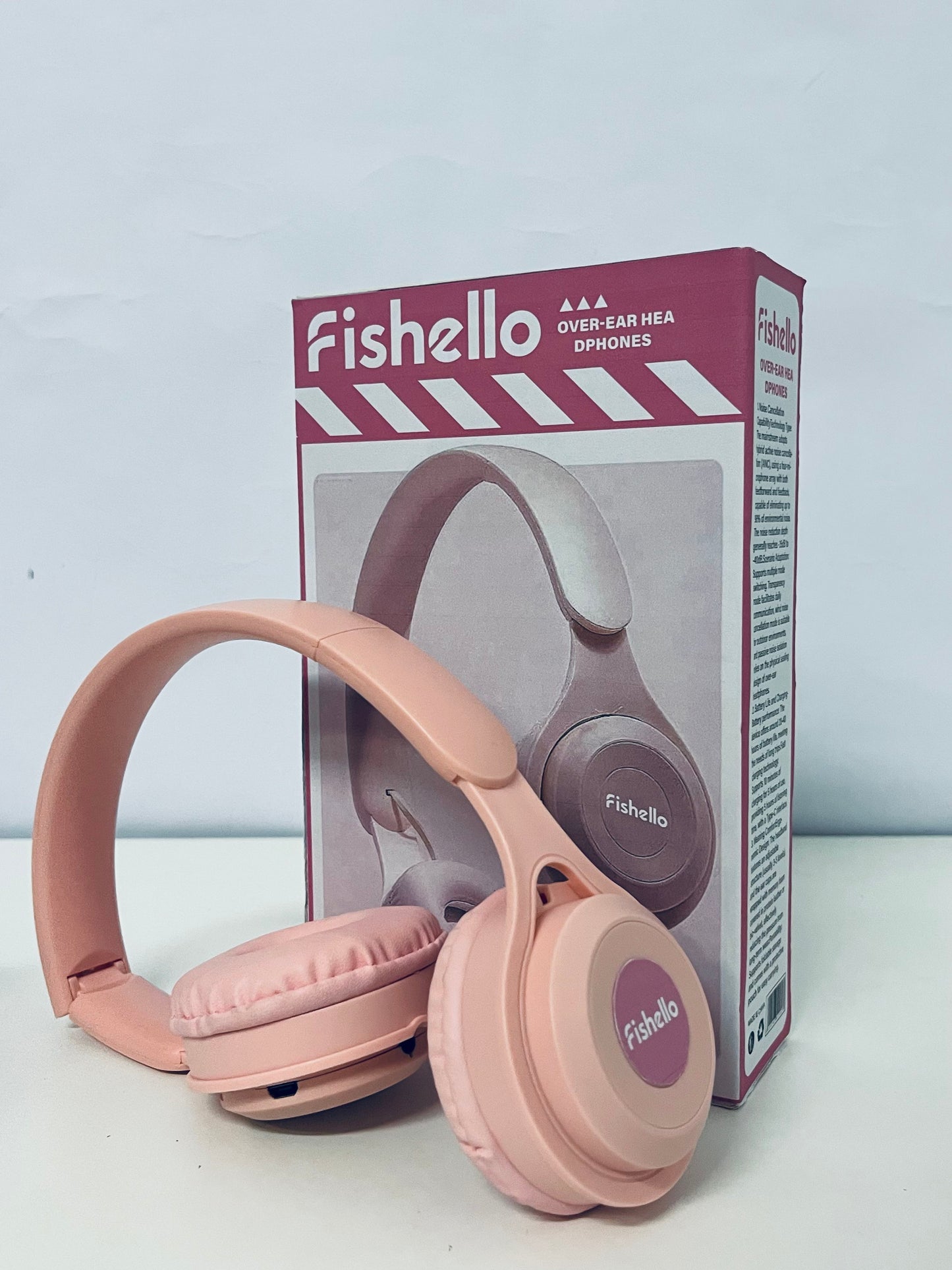 Fishello Pink Headphones - Plush Cushioned Wired Headset for All-Day Wear