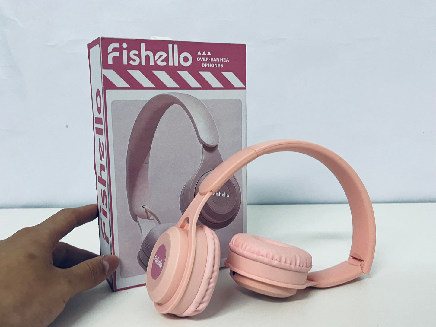 Fishello Pink Headphones - Plush Cushioned Wired Headset for All-Day Wear