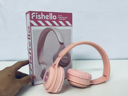 Fishello Pink Headphones - Plush Cushioned Wired Headset for All-Day Wear