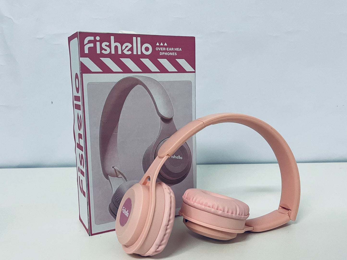 Fishello Pink Headphones - Plush Cushioned Wired Headset for All-Day Wear
