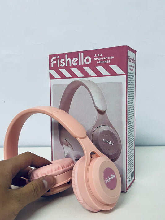 Fishello Pink Headphones - Plush Cushioned Wired Headset for All-Day Wear