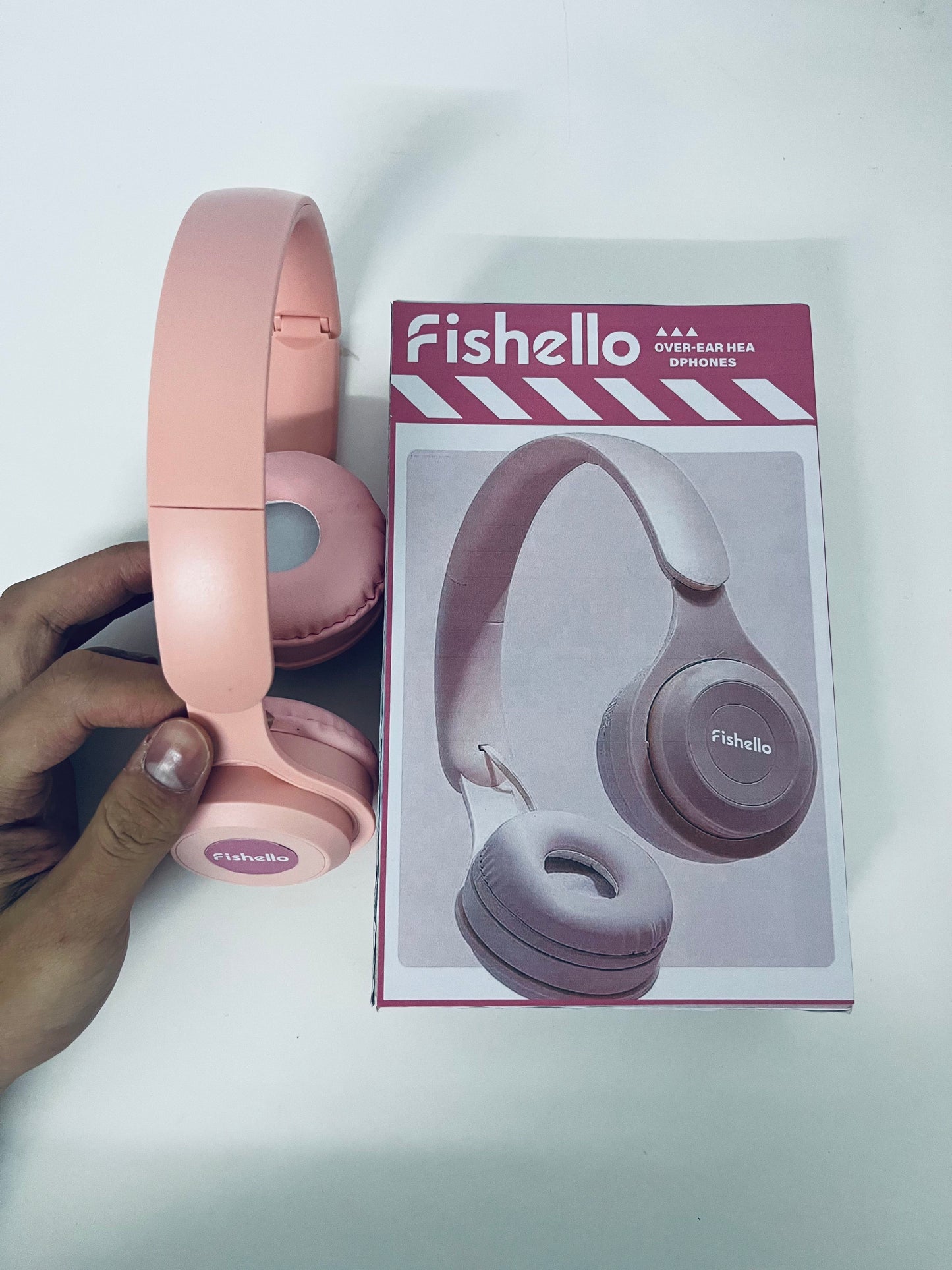 Fishello Pink Headphones - Plush Cushioned Wired Headset for All-Day Wear