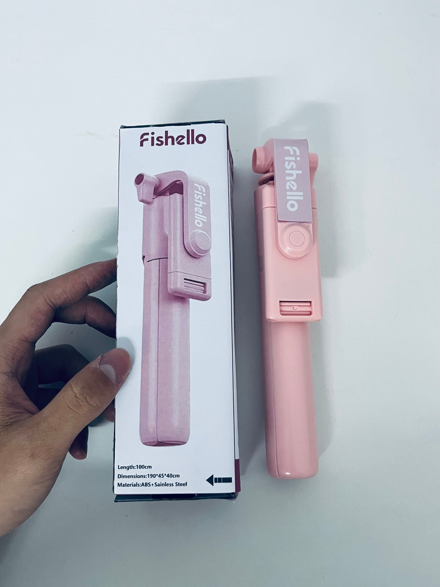 Fishello Pink 3-in-1 Selfie Stick - Foldable Bluetooth Tripod for Versatile Shooting