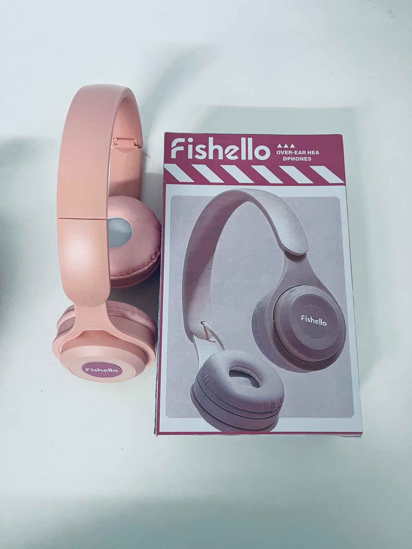 Fishello Pink Headphones - Plush Cushioned Wired Headset for All-Day Wear