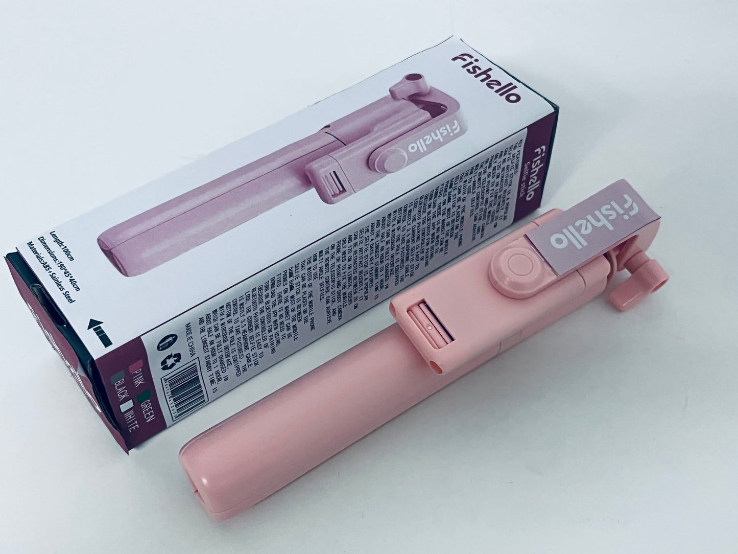 Fishello Pink 3-in-1 Selfie Stick - Foldable Bluetooth Tripod for Versatile Shooting